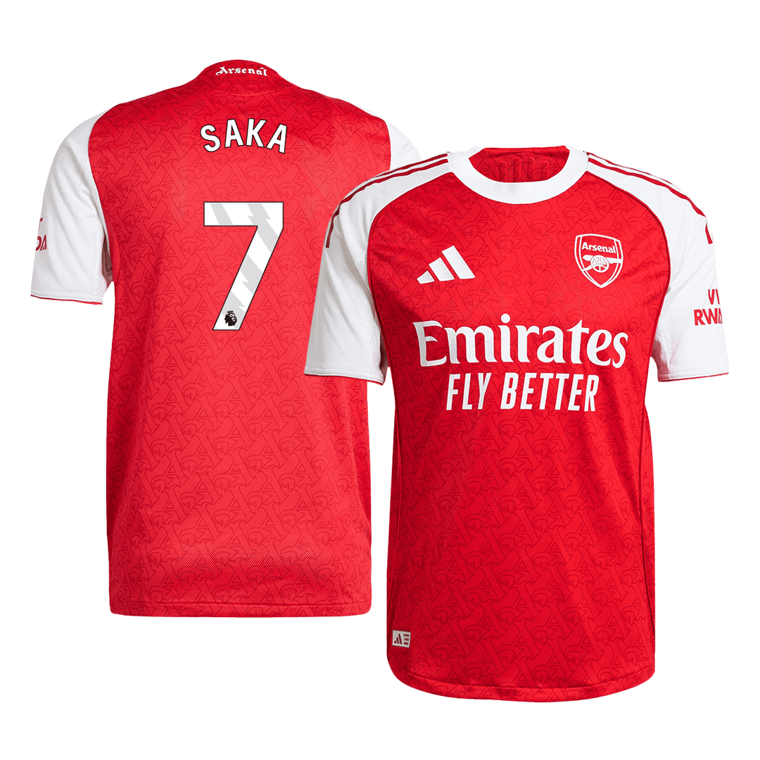 Authentic SAKA #7 Arsenal Home Soccer Jersey 2025/26 Red