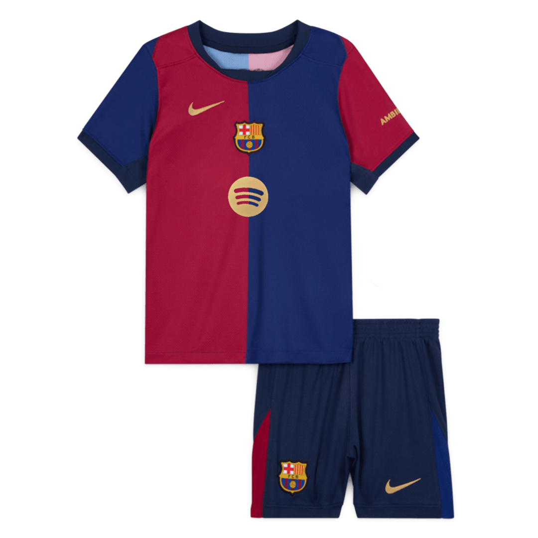 Kid's Barcelona Home Soccer Jersey Kit(Jersey+Shorts) 2024/25 Spotify Logo Without Text