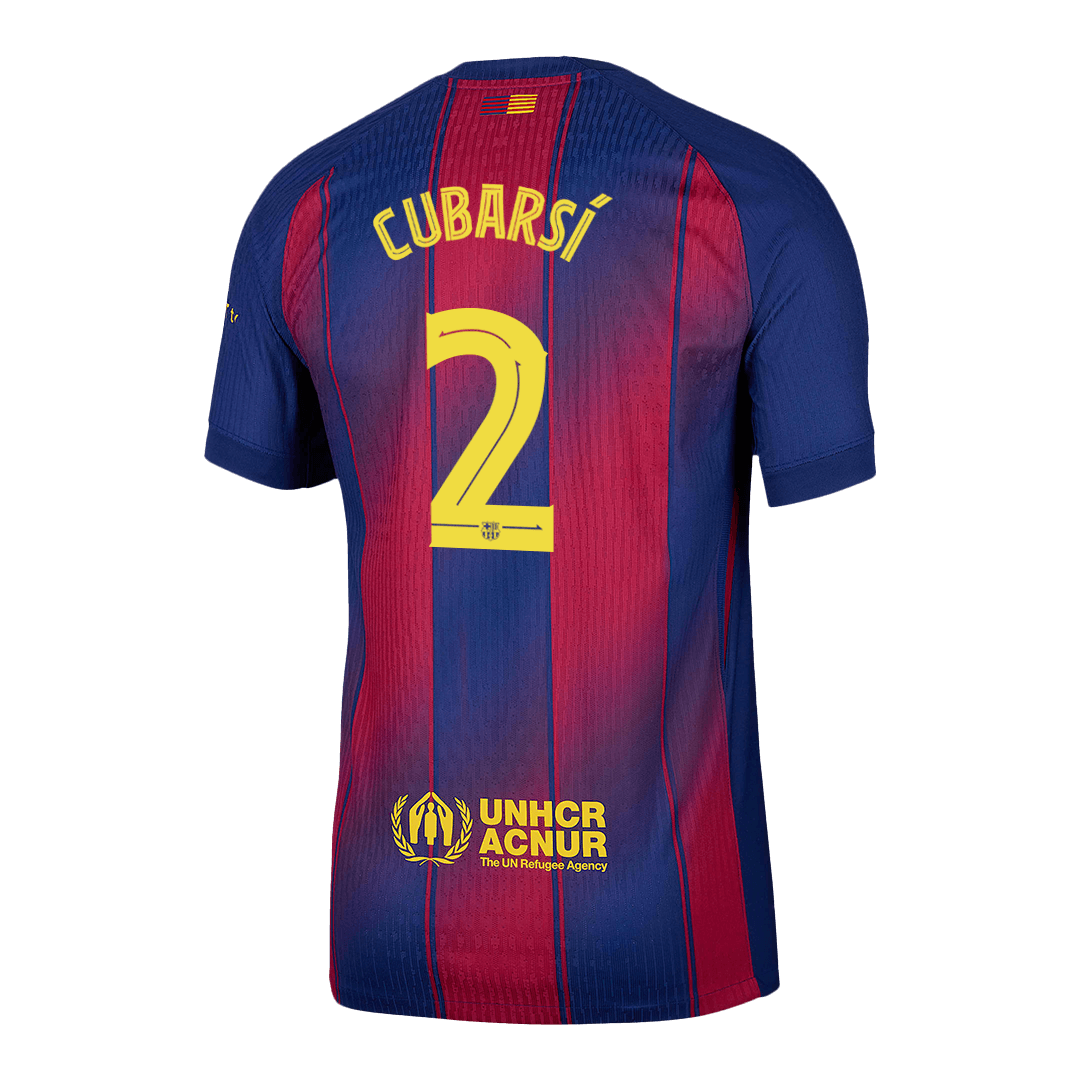 Authentic CUBARSÍ #2 Barcelona Home Soccer Jersey 2025/26 Red&Blue - UCL