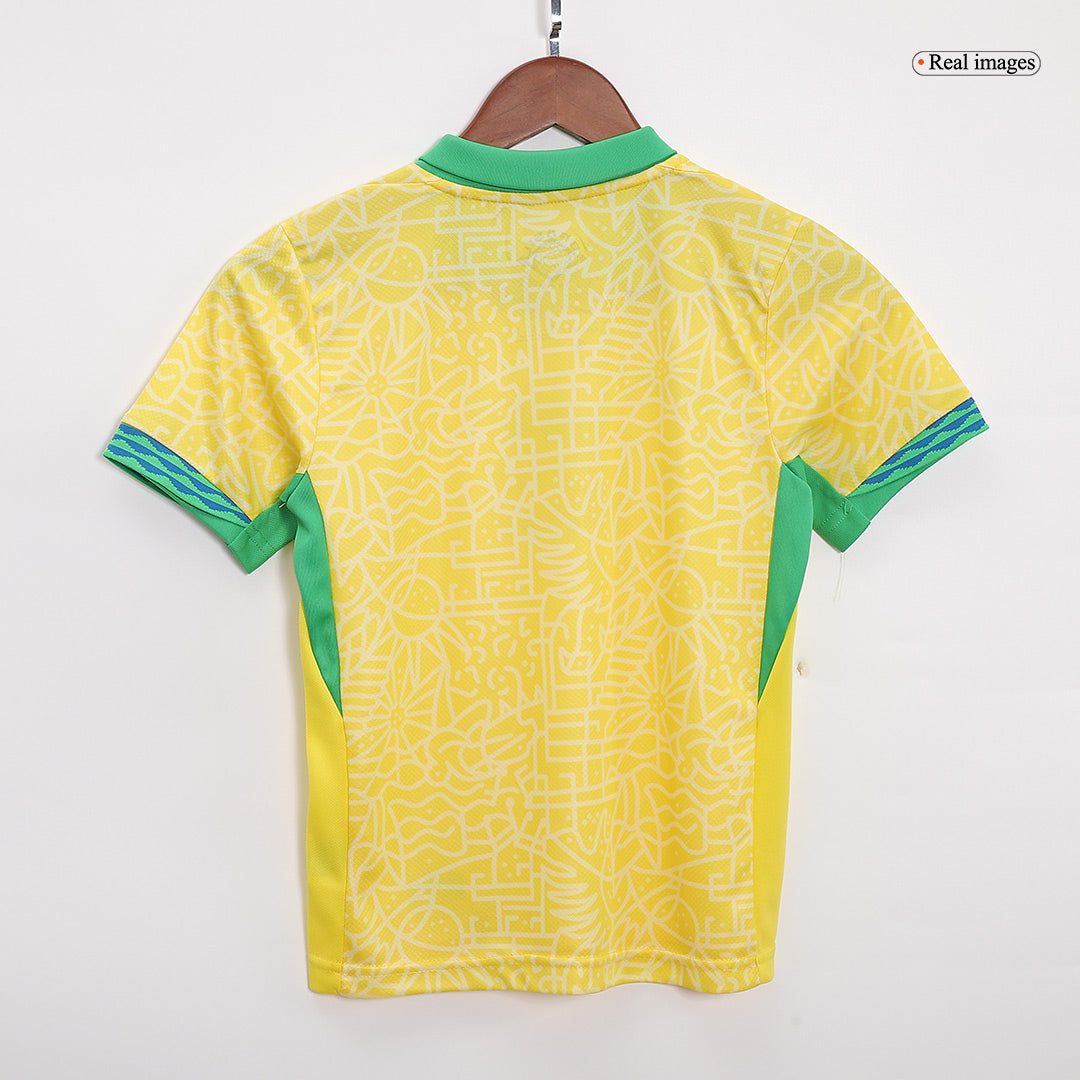 Kid's Brazil Home Soccer Jersey Kit(Jersey+Shorts+Socks) Copa America 2024