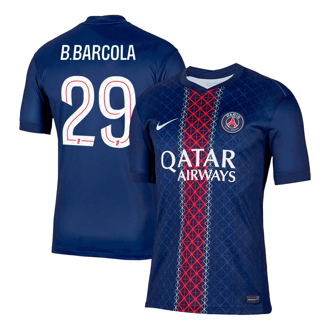 B.BARCOLA #29 PSG Home Soccer Jersey 2025/26 Navy