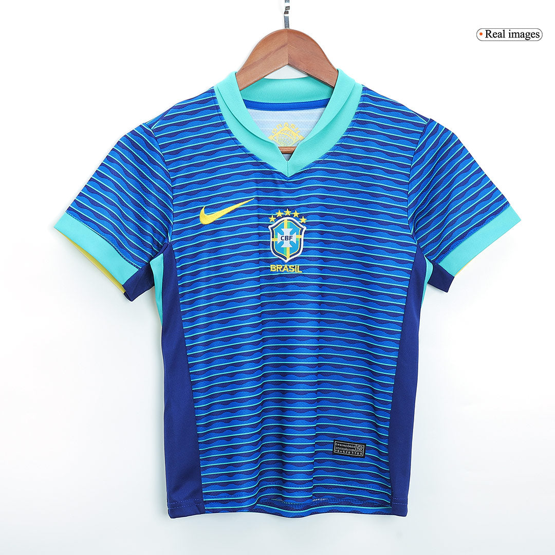 Kid's Brazil Away Soccer Jersey Kit(Jersey+Shorts) Copa America 2024