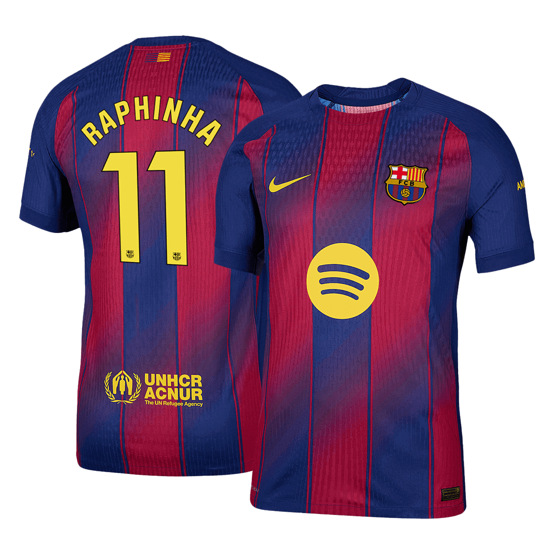 Authentic RAPHINHA #11 Barcelona Home Soccer Jersey 2025/26 Red&Blue