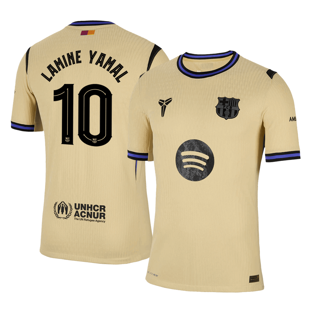 Authentic LAMINE YAMAL #10 Barcelona Away Soccer Jersey 2025/26 Yellow - UCL