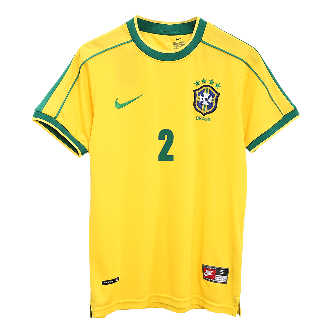 CAFU #2 Retro 1998 Brazil Home Soccer Jersey - World Cup