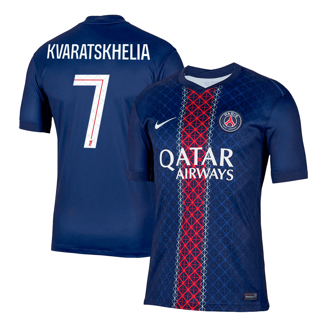 KVARATSKHELIA #7 PSG Home Soccer Jersey 2025/26 Navy