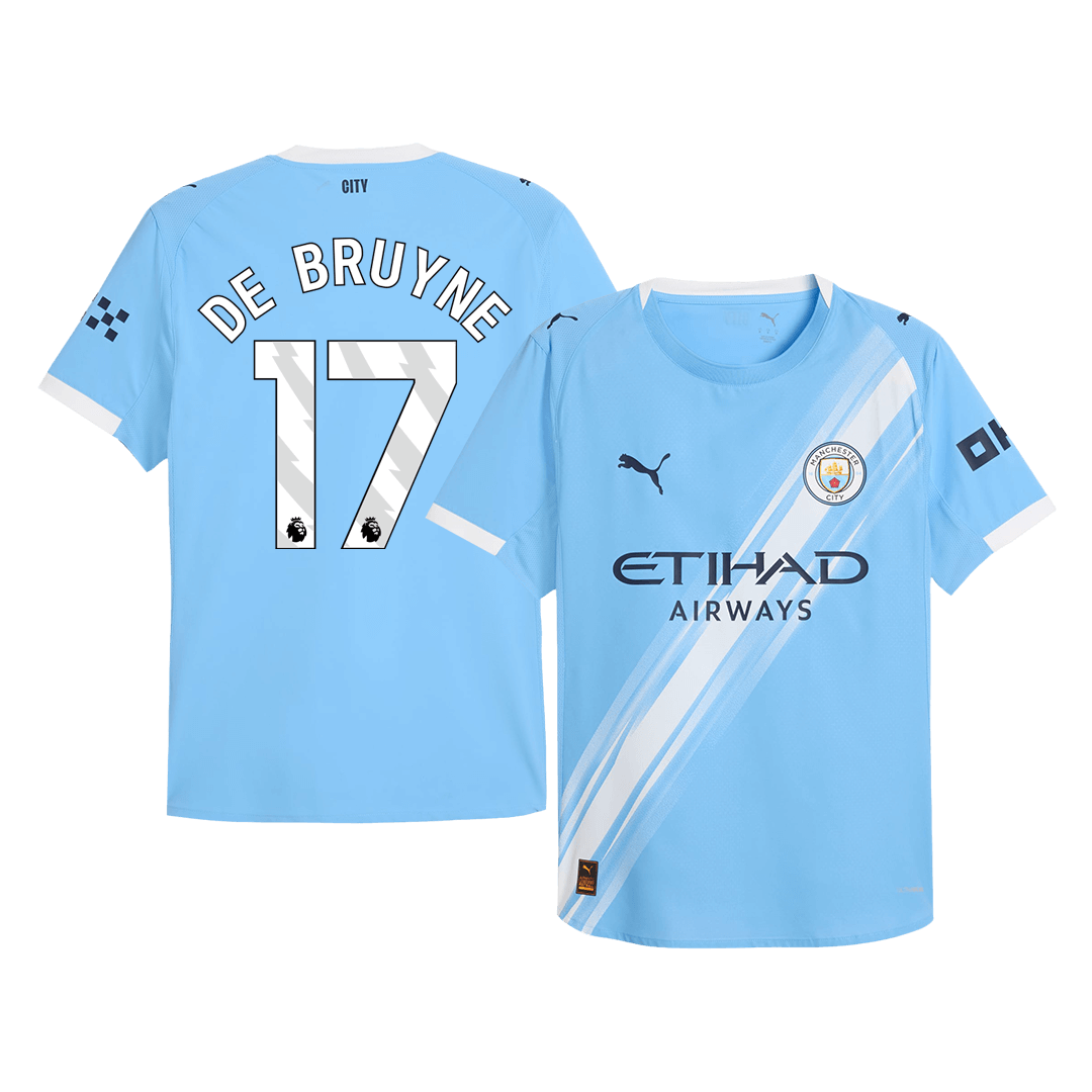 Authentic DE BRUYNE #17 Manchester City Home Soccer Jersey 2025/26 Blue