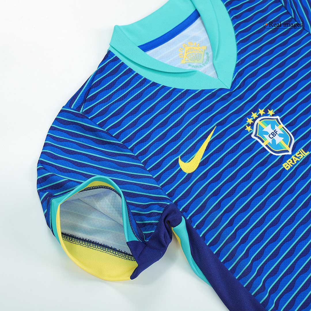 Kid's Brazil Away Soccer Jersey Kit(Jersey+Shorts+Socks) Copa America 2024