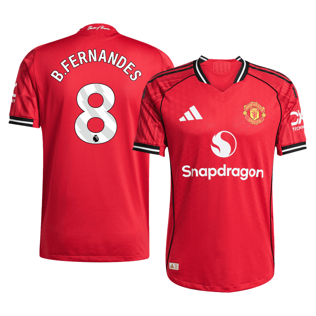 Authentic B.FERNANDES #8 Manchester United Home Soccer Jersey 2025/26 Red