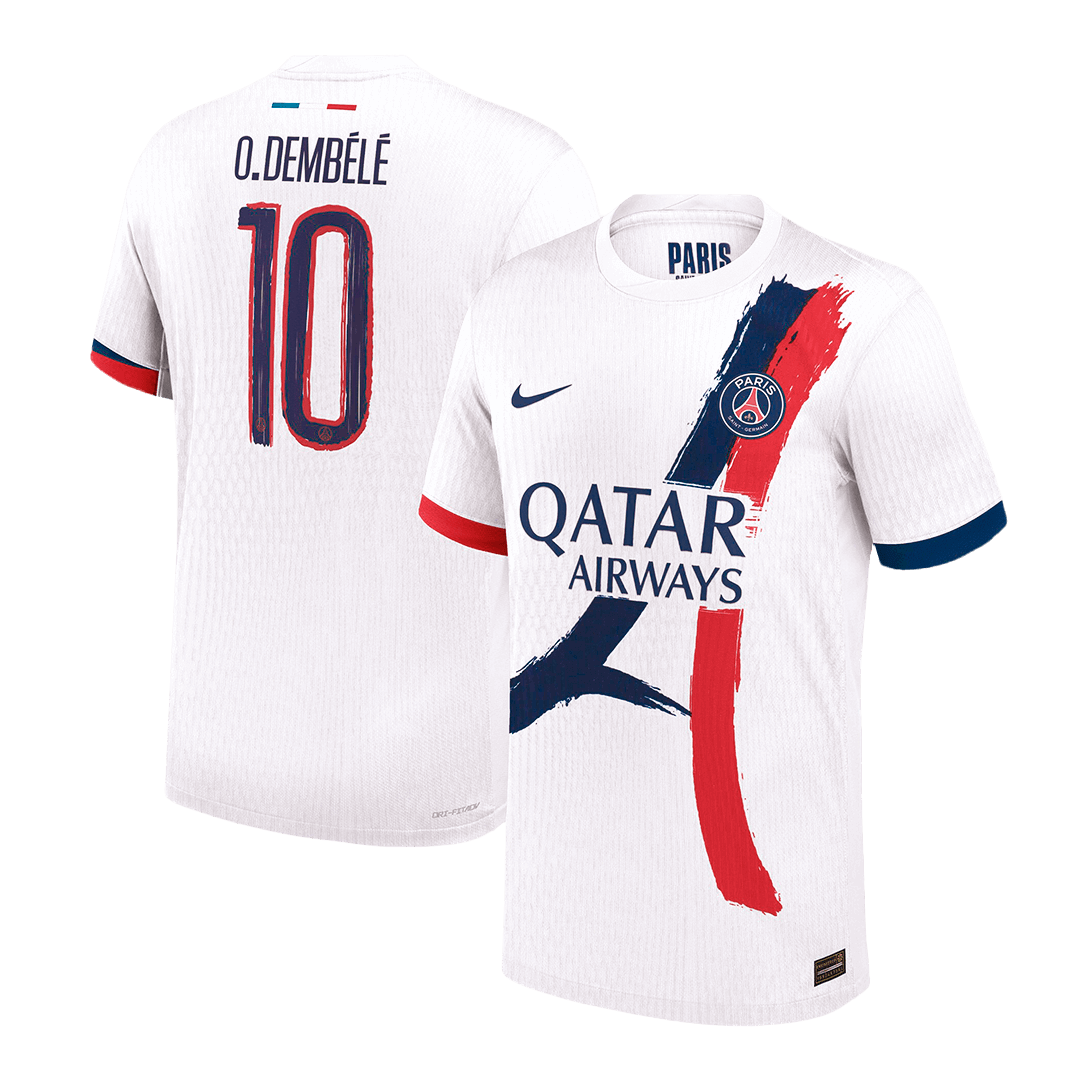 Authentic O.DEMBÉLÉ#10 PSG Away Soccer Jersey 2024/25 White - UCL