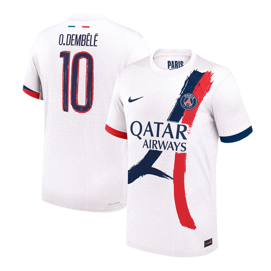 Authentic O.DEMBÉLÉ#10 PSG Away Soccer Jersey 2024/25 White - UCL