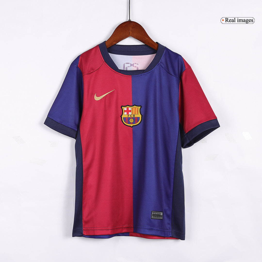 Kid's Barcelona Home Soccer Jersey Kit(Jersey+Shorts) 2024/25 Spotify Logo Without Text