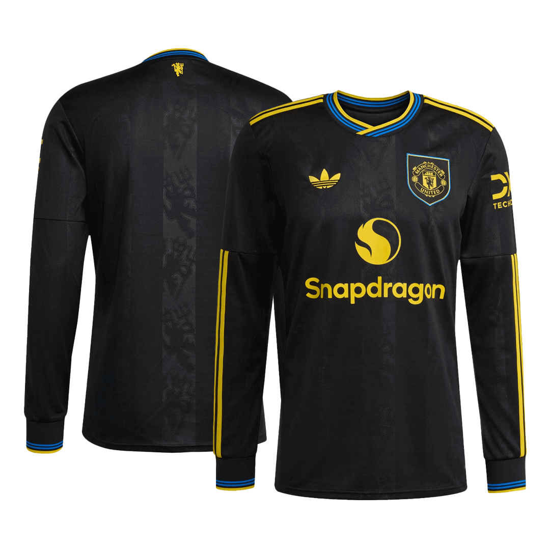 Manchester United Third Away Long Sleeve Soccer Jersey 2025/26 Black