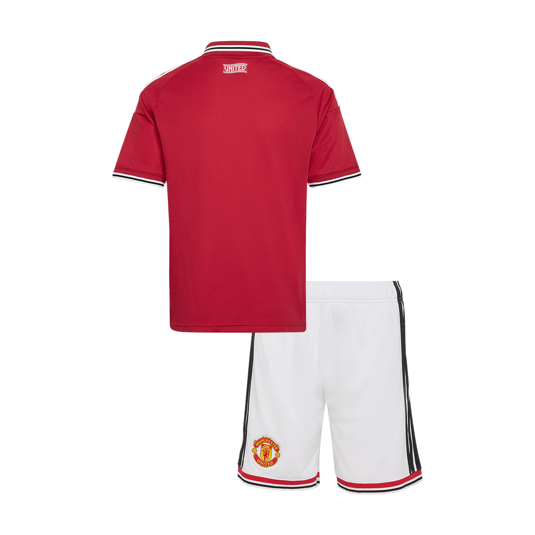 Kids Manchester United Home Soccer Jersey Kit (Jersey+Shorts) 2026/27 Red