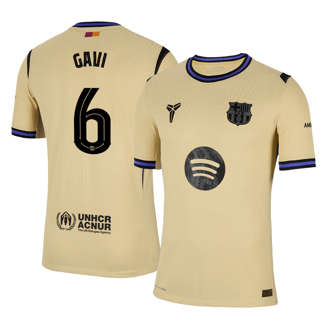 Authentic GAVI #6 Barcelona Away Soccer Jersey 2025/26 Yellow - UCL