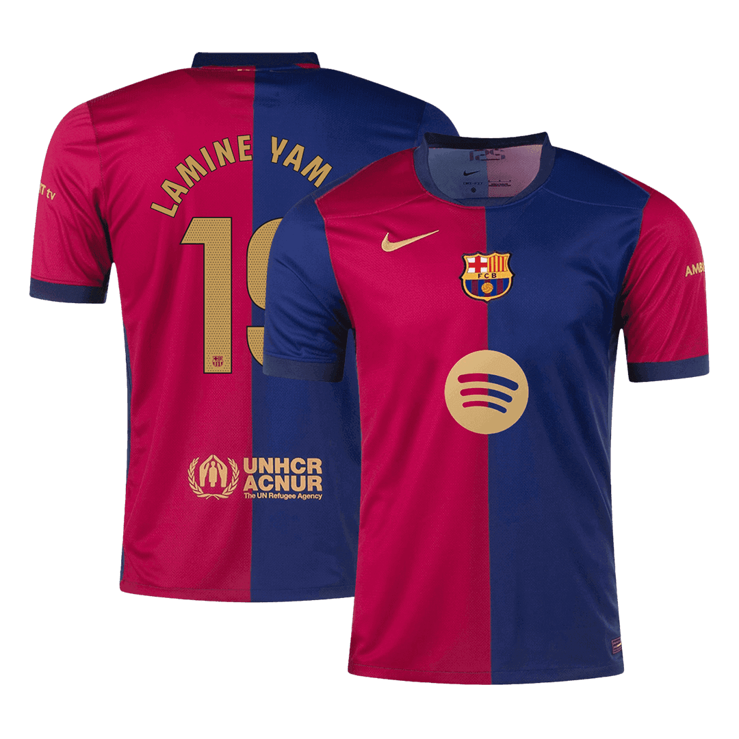 LAMINE YAMAL #19 Barcelona Home Soccer Jersey 2024/25 - Spotify Logo Without Text