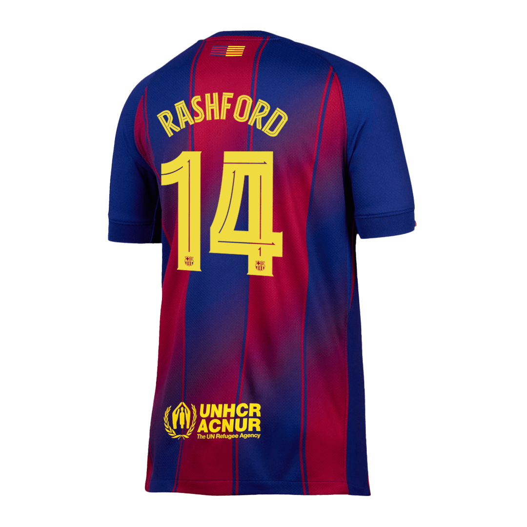 Authentic RASHFORD #14 Barcelona Home Soccer Jersey 2025/26 Red&Blue - UCL