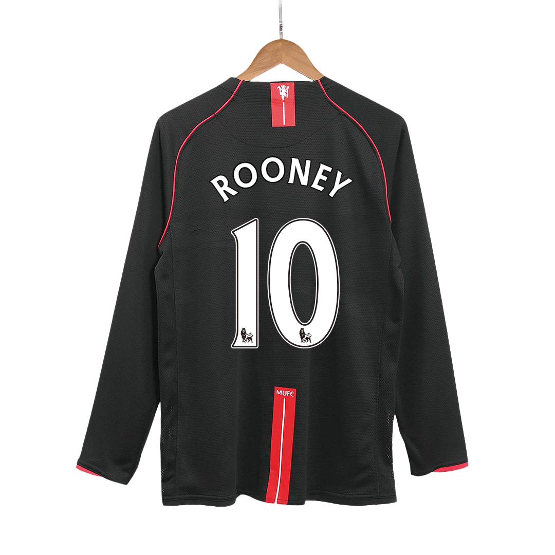 Retro ROONEY #10 2007/08 Manchester United Away Long Sleeve Soccer Jersey
