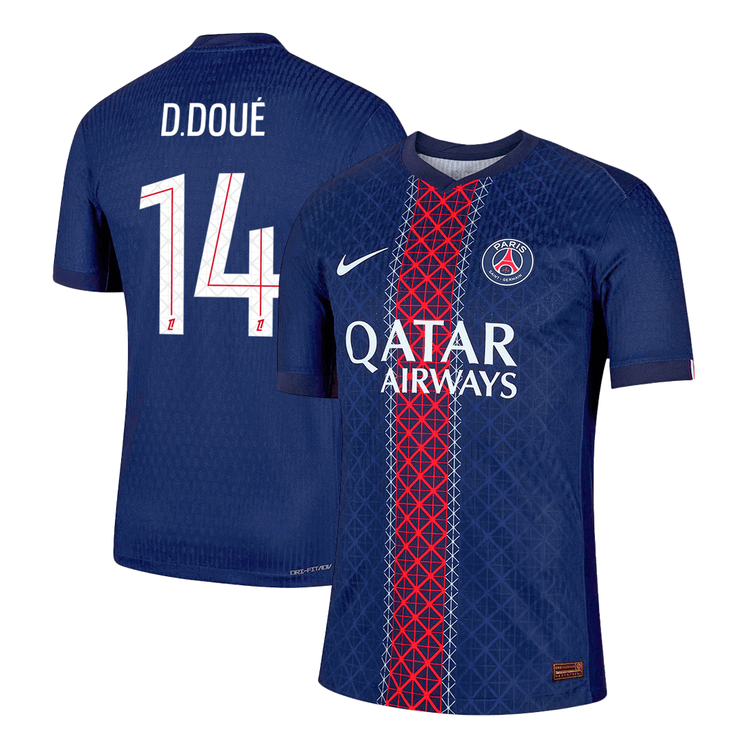 Authentic D.DOUÉ #14 PSG Home Soccer Jersey 2025/26 Navy