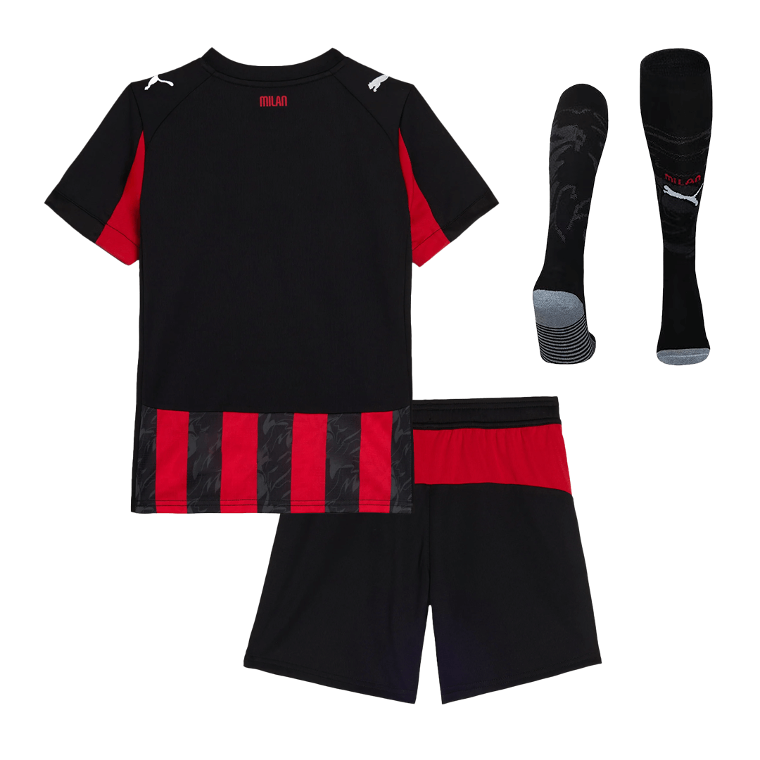 Kid's AC Milan Home Soccer Jersey Kit(Jersey+Shorts+Socks) 2025/26 Red&Black