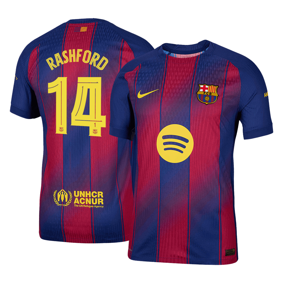 Authentic RASHFORD #14 Barcelona Home Soccer Jersey 2025/26 Red&Blue - UCL