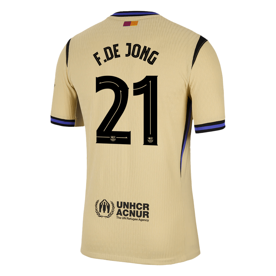 Authentic F.DE JONG #21 Barcelona Away Soccer Jersey 2025/26 Yellow - UCL