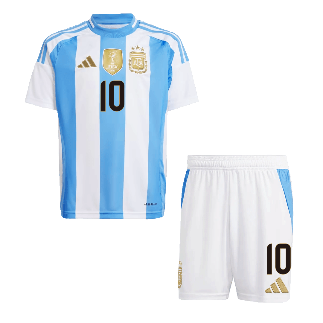 Kid's MESSI #10 Argentina Home Soccer Jersey Kit(Jersey+Shorts) 2024