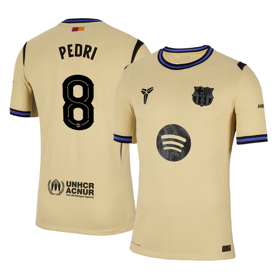 Authentic PEDRI #8 Barcelona Away Soccer Jersey 2025/26 Yellow - UCL