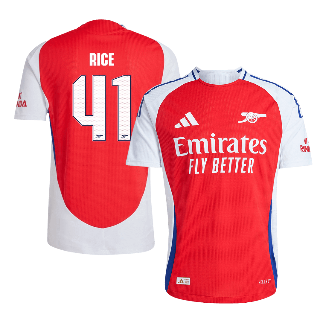 RICE #41 Authentic Arsenal Home Soccer Jersey 2024/25 Red - UCL