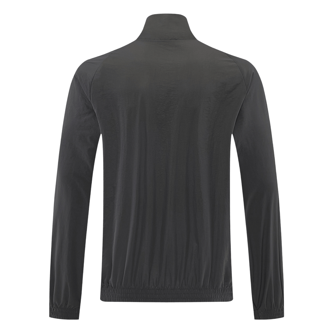 Men 2026 Manchester United Half-Zip Windbreaker Jacket Gray
