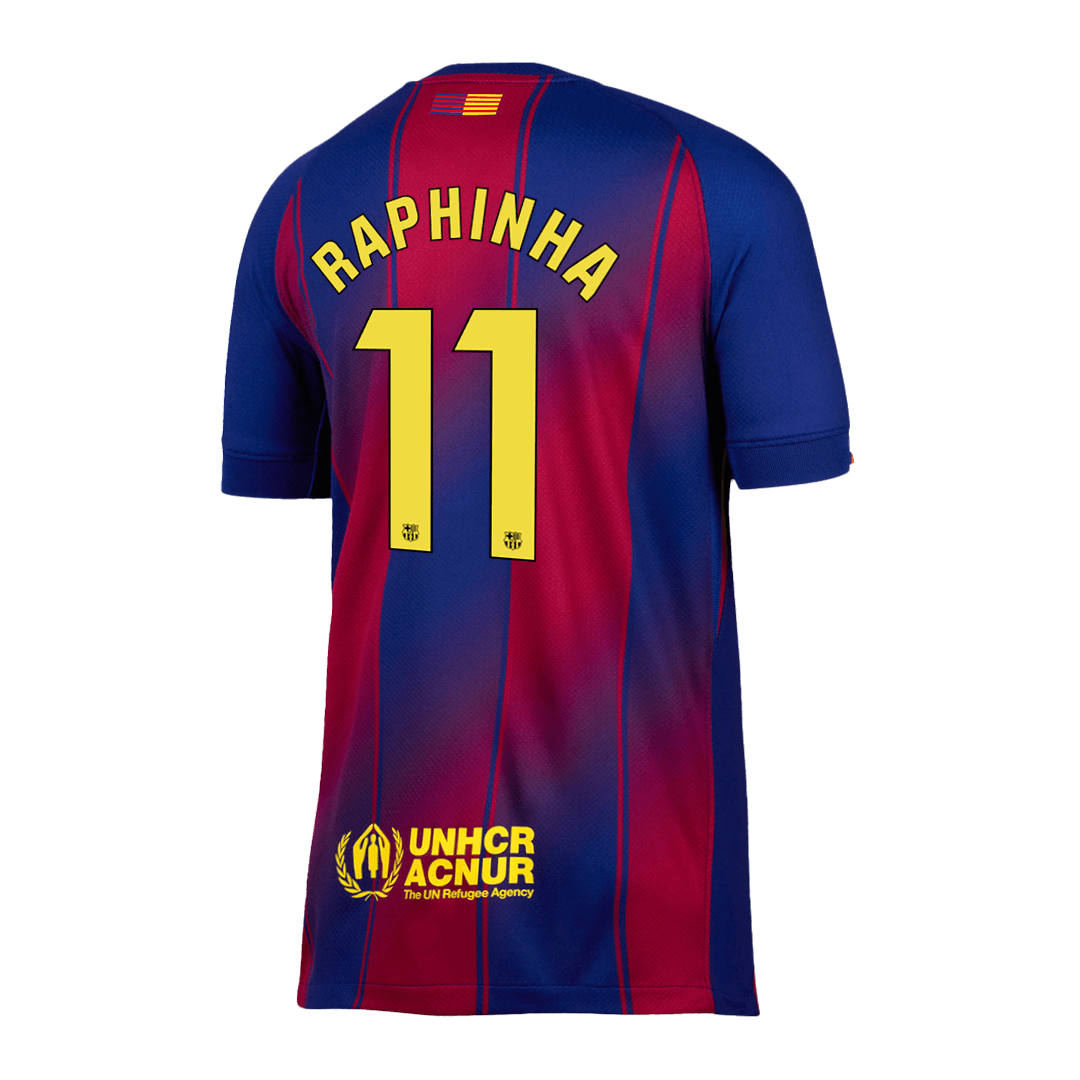RAPHINHA #11 Barcelona Home Soccer Jersey 2025/26 Red&Blue