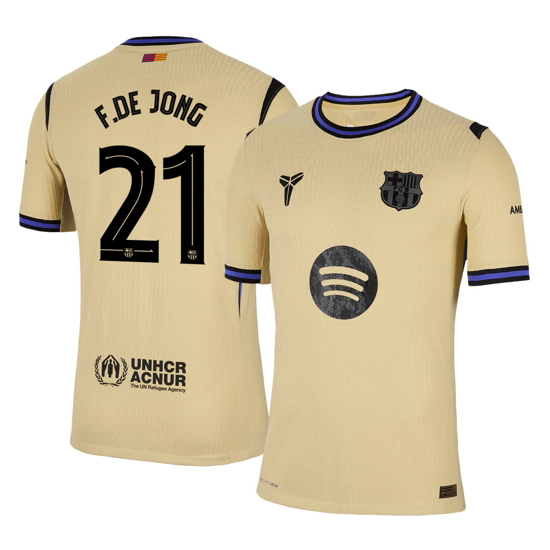 Authentic F.DE JONG #21 Barcelona Away Soccer Jersey 2025/26 Yellow - UCL