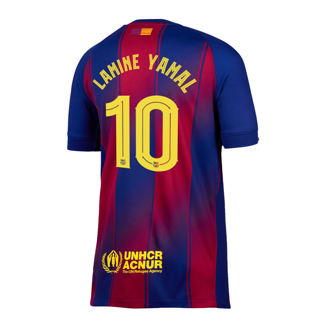 LAMINE YAMAL #10 Barcelona Home Soccer Jersey 2025/26 Red&Blue - UCL