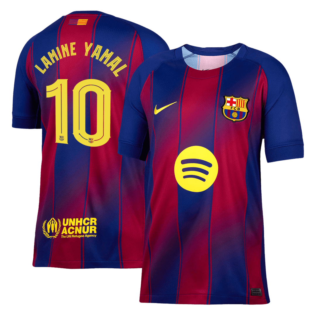 LAMINE YAMAL #10 Barcelona Home Soccer Jersey 2025/26 Red&Blue - UCL