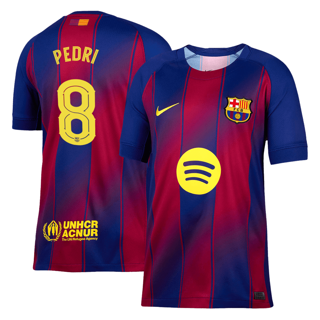 PEDRI #8 Barcelona Home Soccer Jersey 2025/26 Red&Blue - UCL
