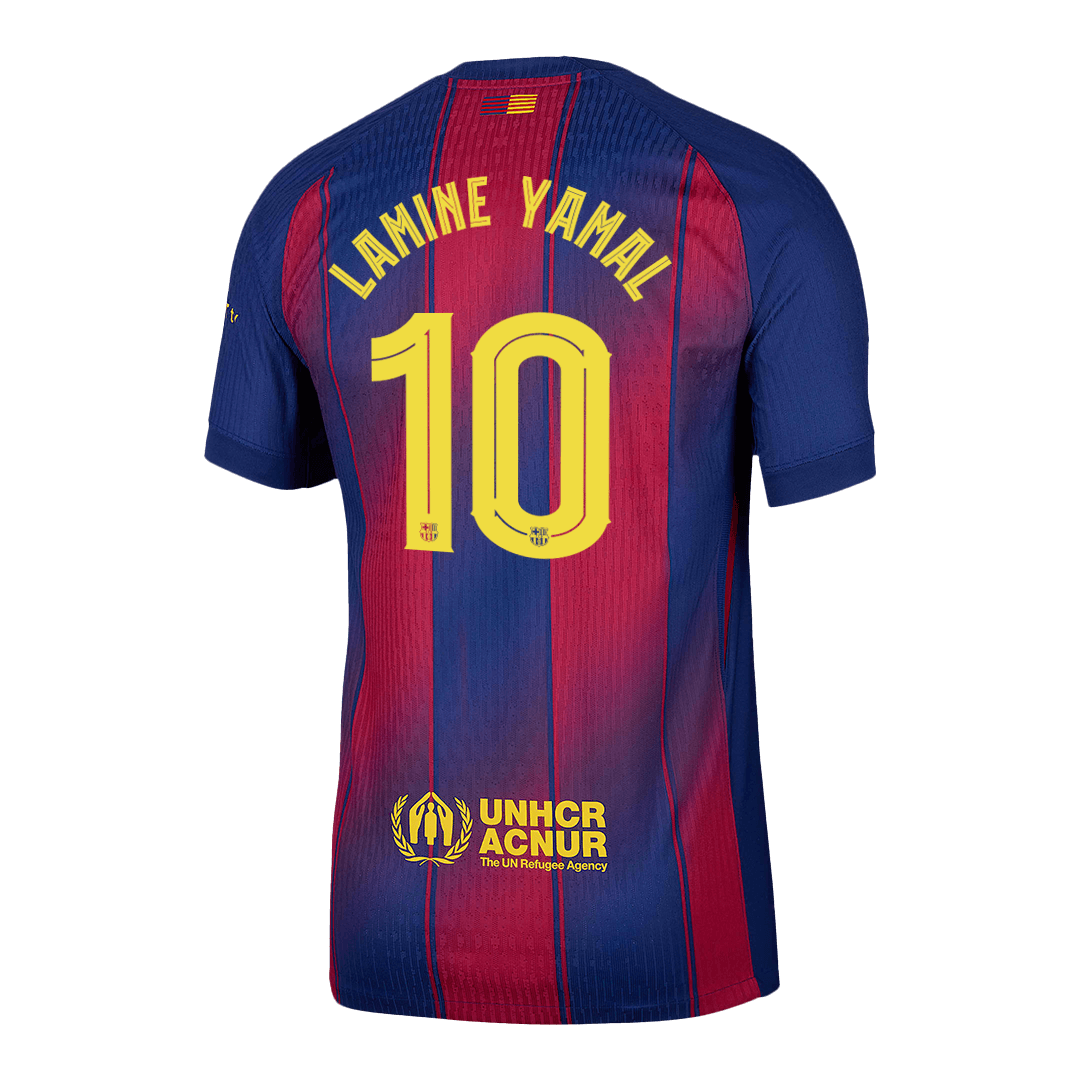 Authentic LAMINE YAMAL #10 Barcelona Home Soccer Jersey 2025/26 Red&Blue - UCL