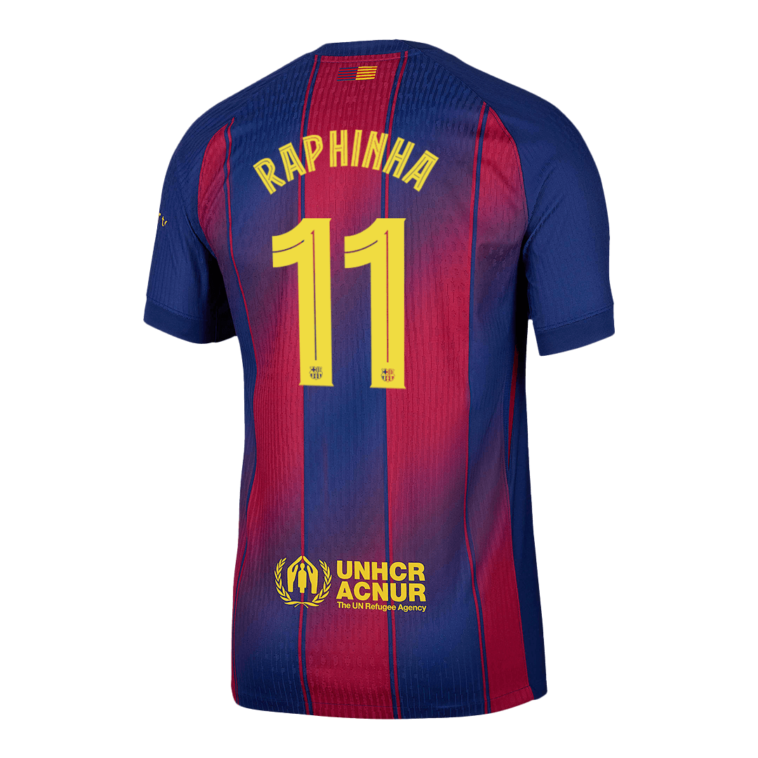 Authentic RAPHINHA #11 Barcelona Home Soccer Jersey 2025/26 Red&Blue - UCL