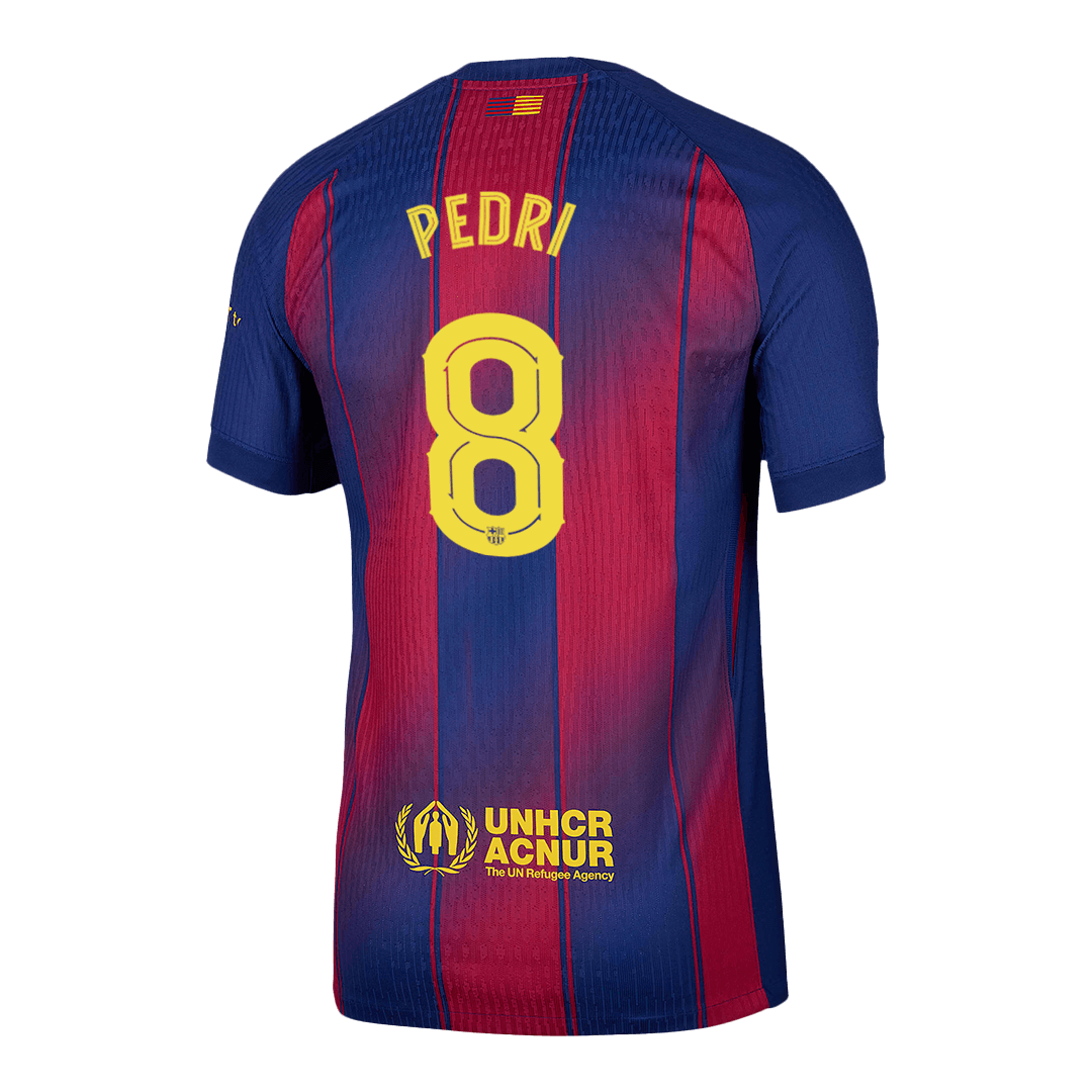 Authentic PEDRI #8 Barcelona Home Soccer Jersey 2025/26 Red&Blue - UCL