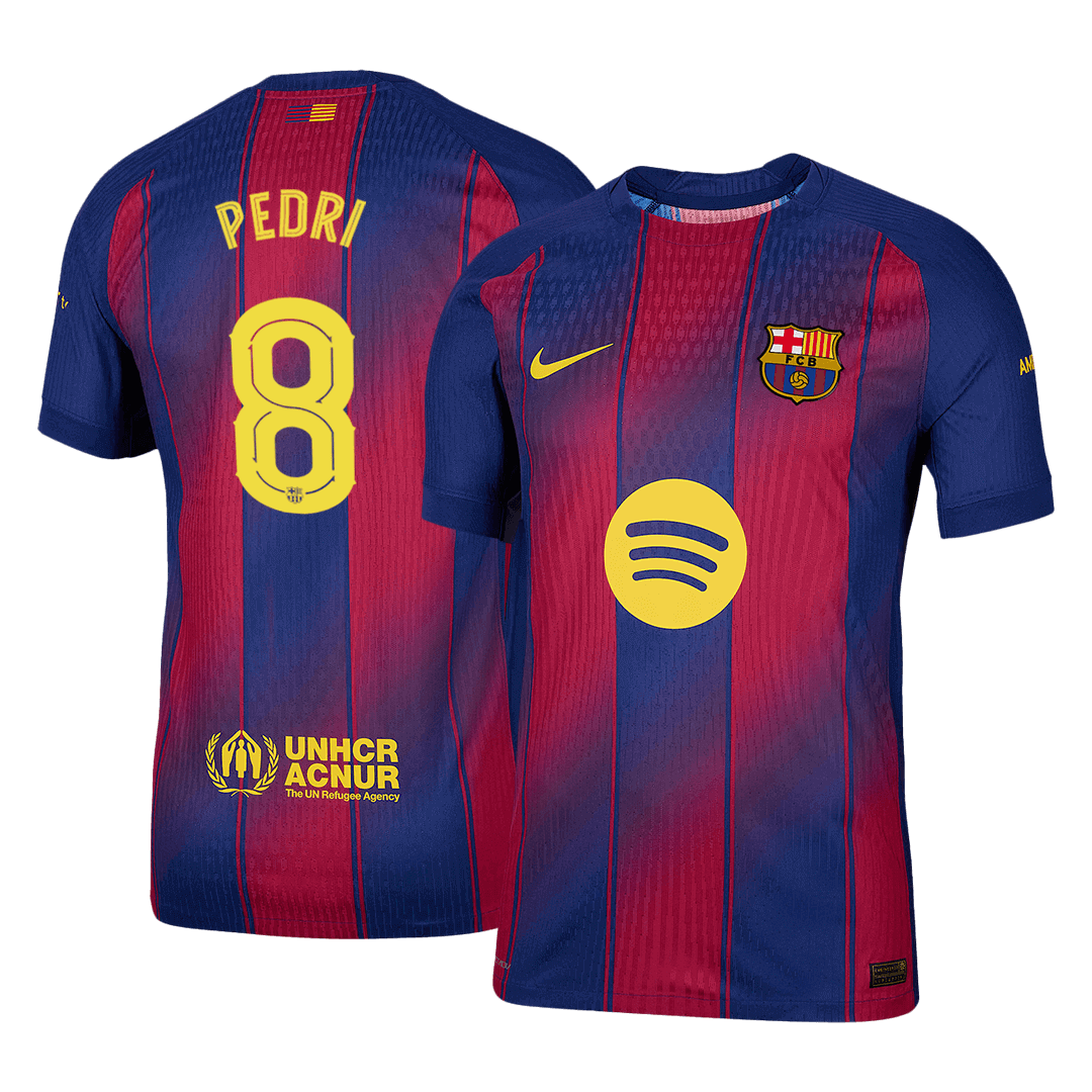 Authentic PEDRI #8 Barcelona Home Soccer Jersey 2025/26 Red&Blue - UCL