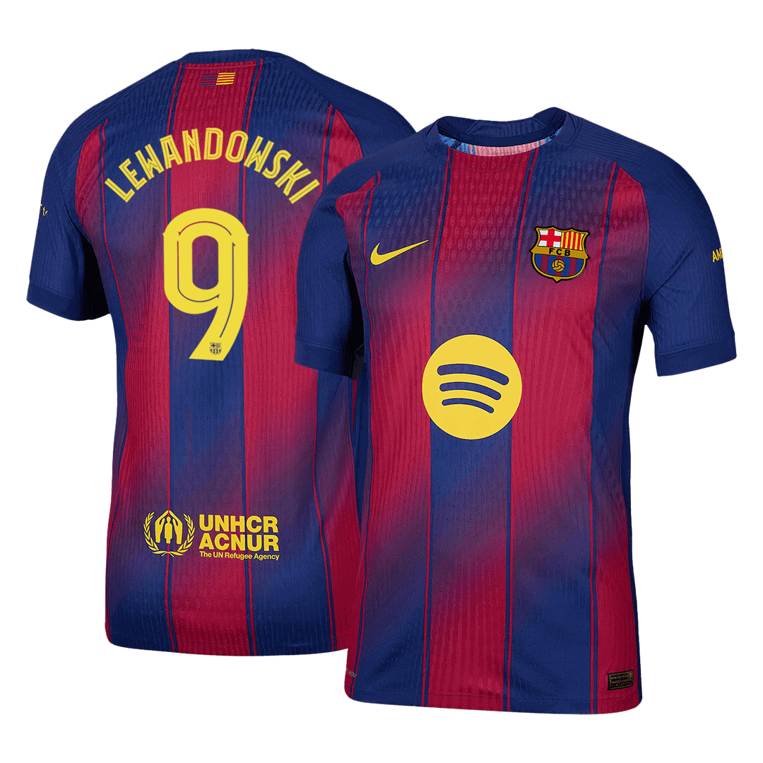 Authentic LEWANDOWSKI #9 Barcelona Home Soccer Jersey 2025/26 Red&Blue - UCL