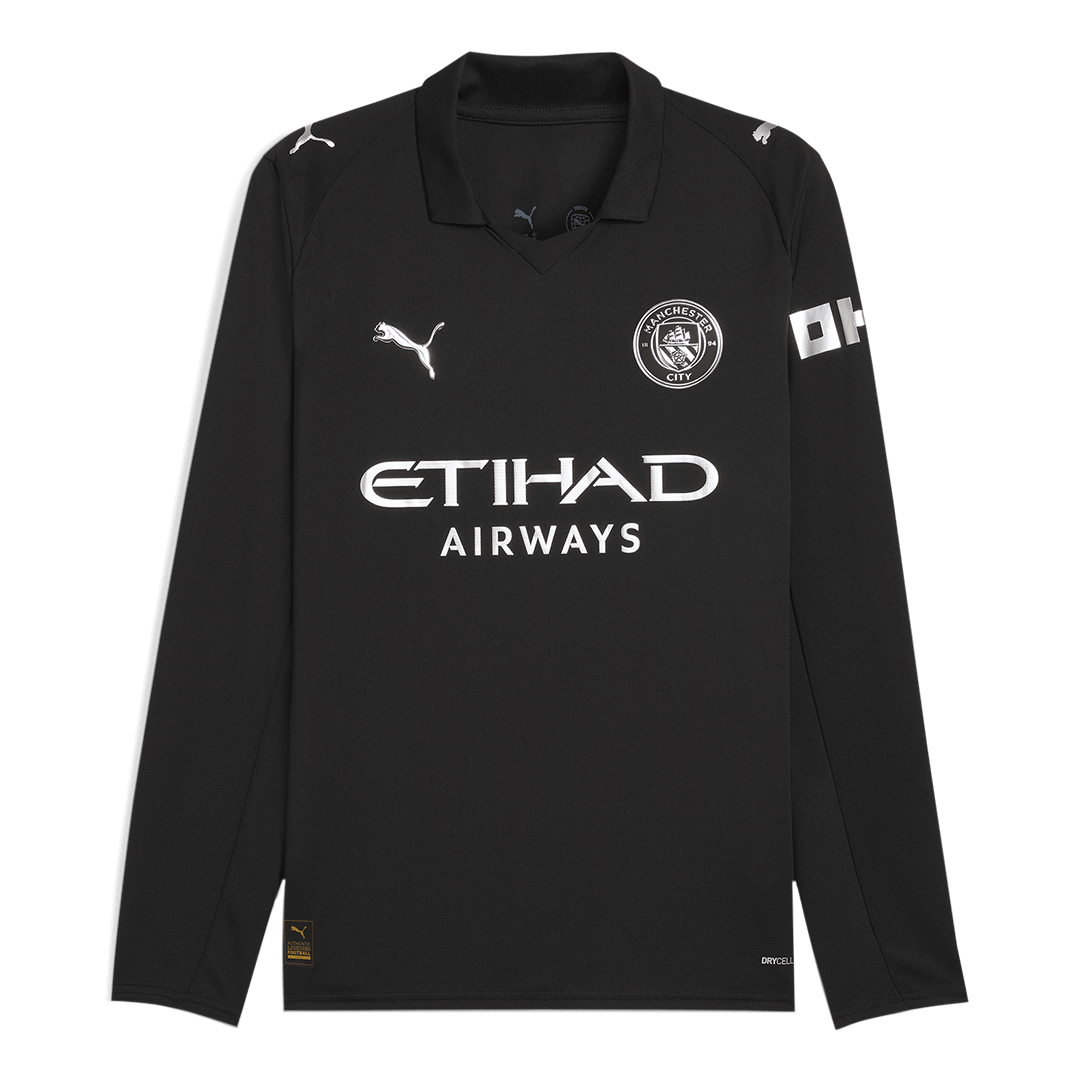 25/26 Manchester City Away Long Sleeve Soccer Jersey Black