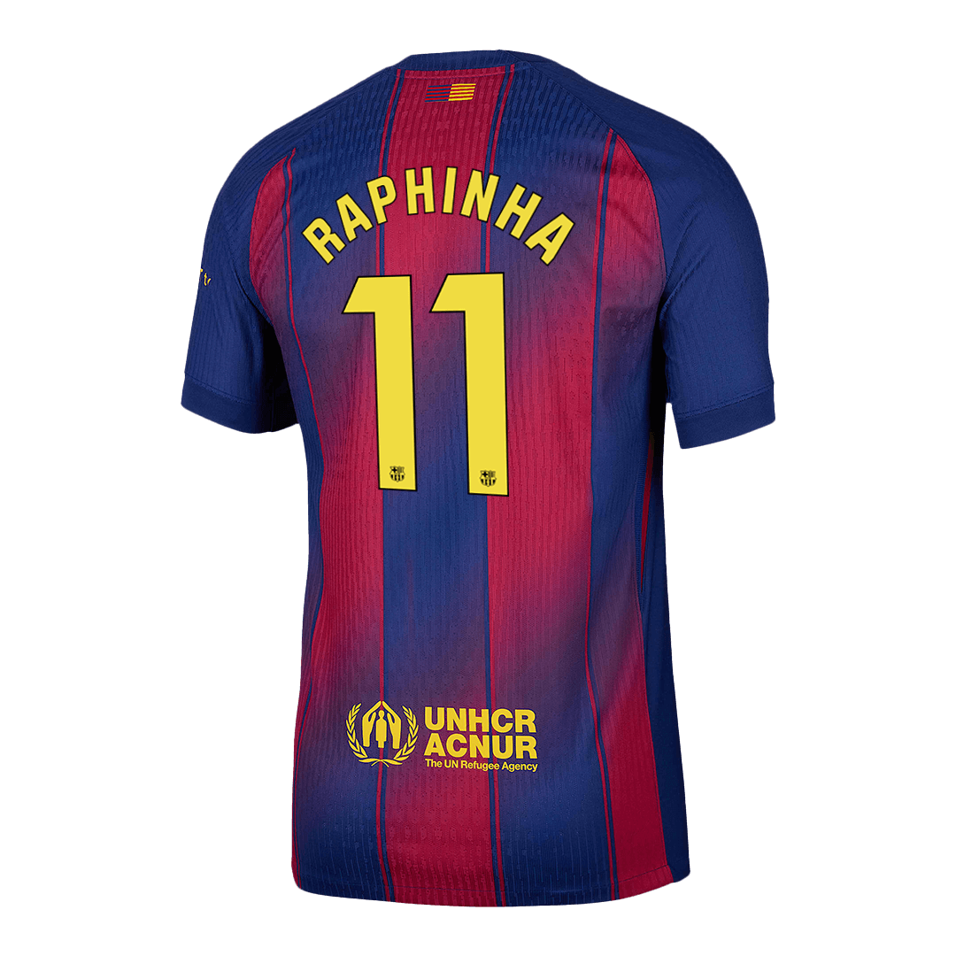 Authentic RAPHINHA #11 Barcelona Home Soccer Jersey 2025/26 Red&Blue