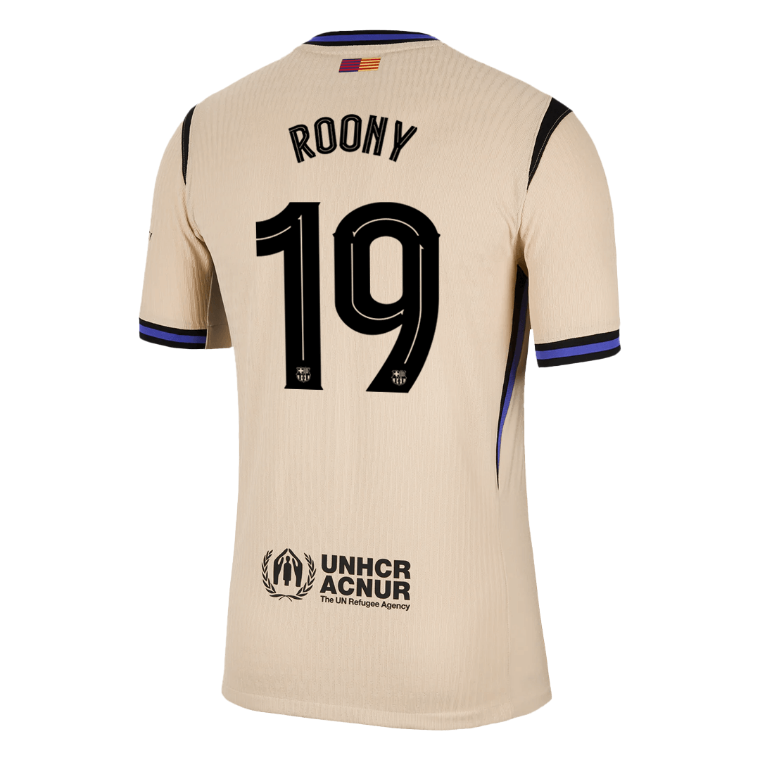 ROONY #19 Authentic Barcelona Away Soccer Jersey 2025/26 Yellow - UCL