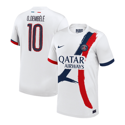 O.DEMBÉLÉ#10 PSG Away Soccer Jersey 2024/25 White - UCL