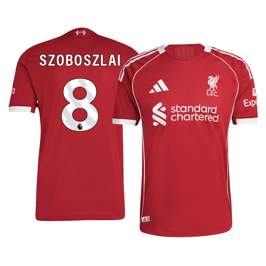 Authentic SZOBOSZLAI #8 Liverpool Home Soccer Jersey 2025/26
