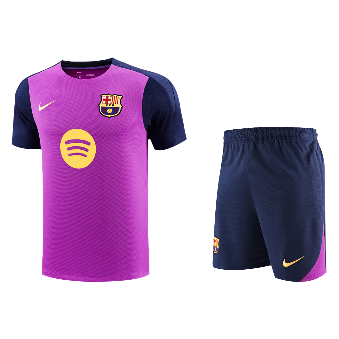 Barcelona Pre-Match Training Soccer Jersey Kit(Jersey+Shorts) 2025/26 Purple