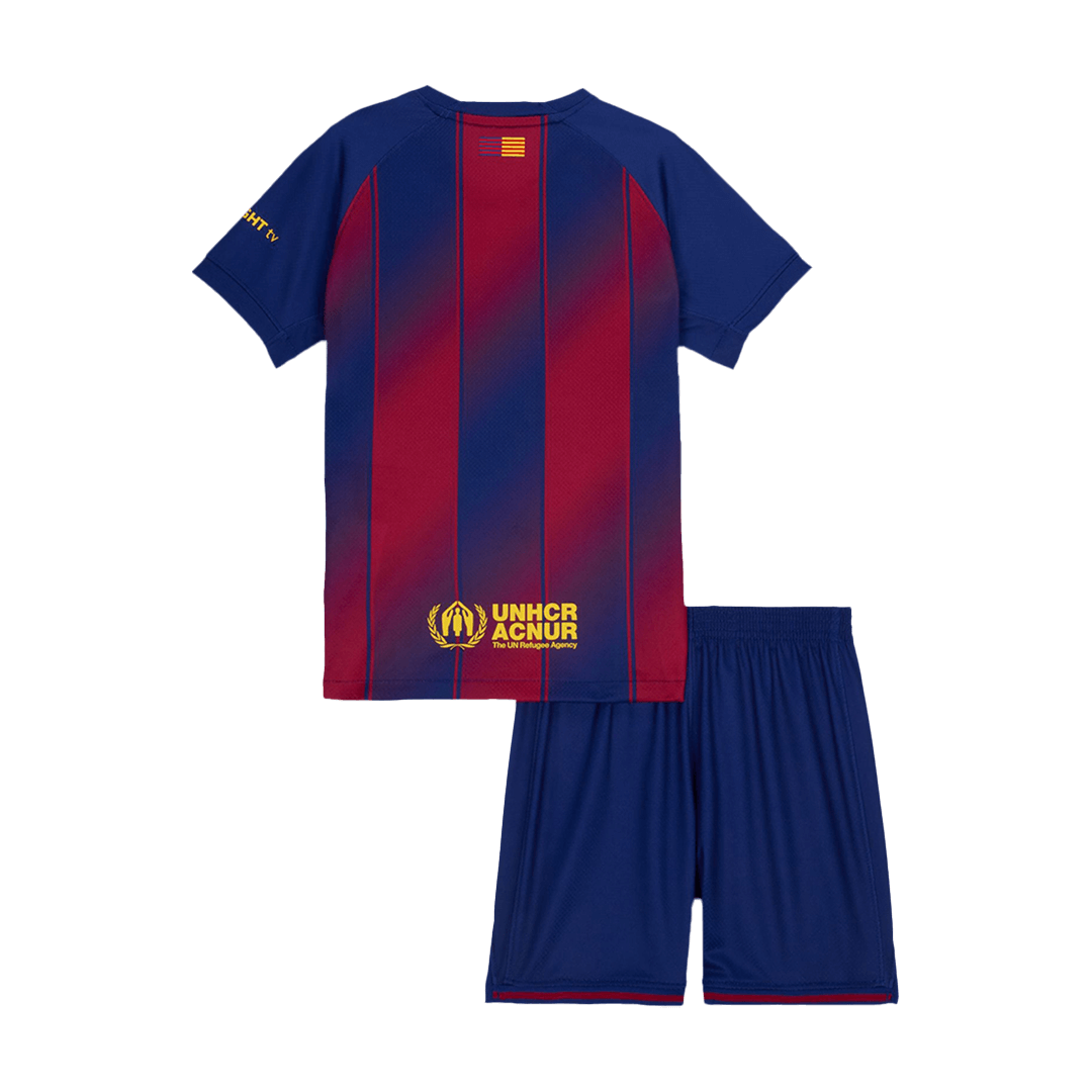 Kid's Barcelona Home Soccer Jersey Kit(Jersey+Shorts) 2025/26 Red&Blue