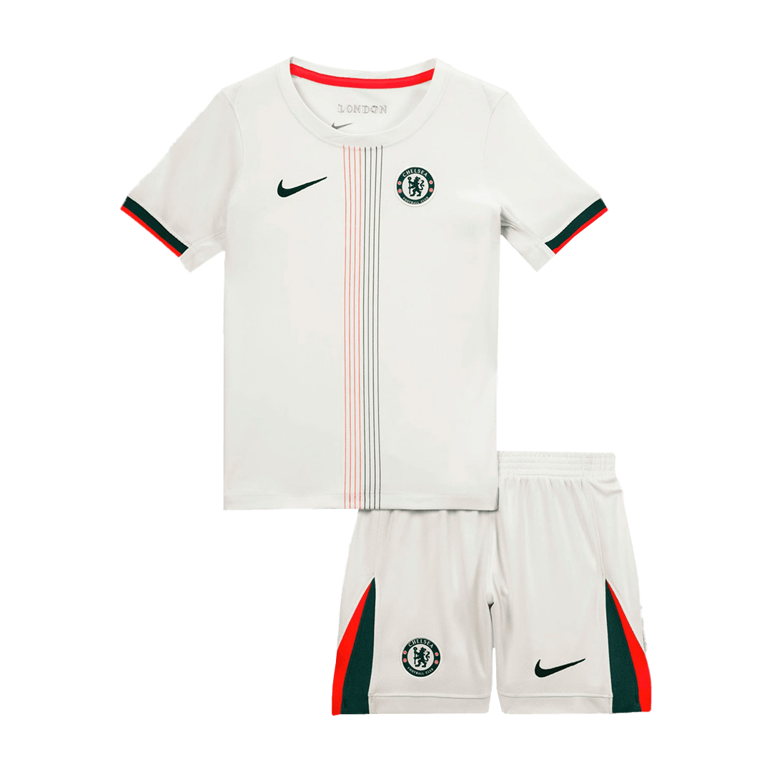 Kid's Chelsea Away Soccer Jersey Kit(Jersey+Shorts) 2025/26 White
