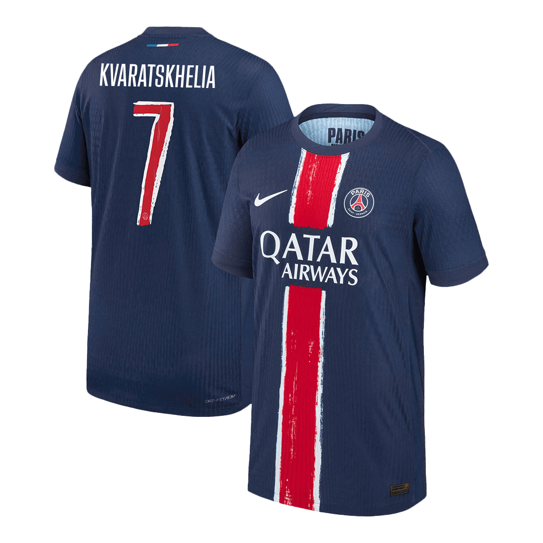 Authentic KVARATSKHELIA #7 PSG Home Soccer Jersey 2024/25 Navy - UCL