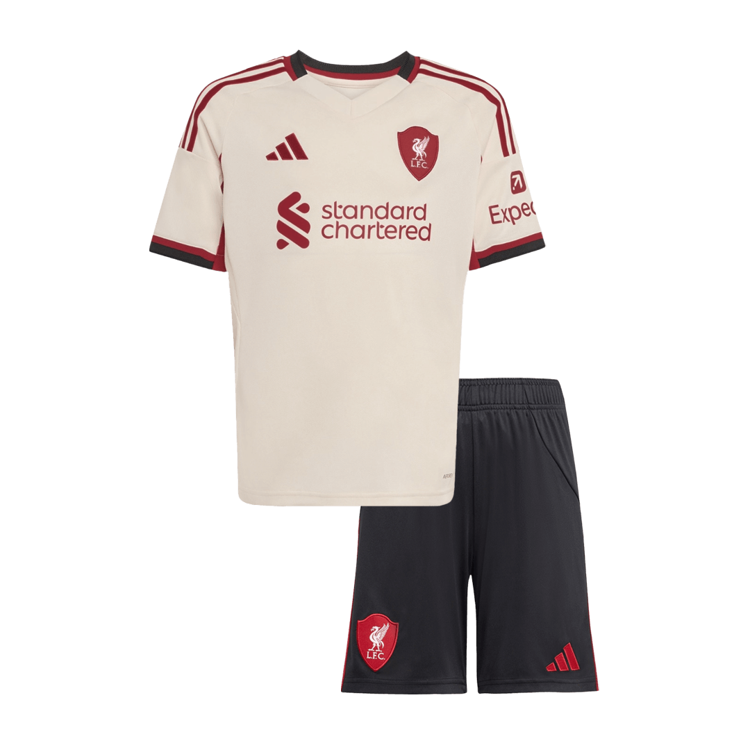 Kid's Liverpool Away Soccer Jersey Kit(Jersey+Shorts) 25/26 White
